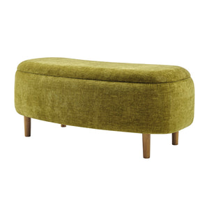 New Pacific Direct Leony Chenille Storage Bench With Lifting Cushion And Charming Chestnut Wood Legs For Stylish Spaces Seneca Olive 100% Polyester 1600094-713-npd