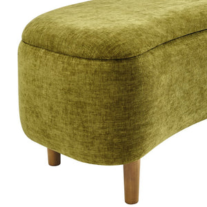 New Pacific Direct Leony Chenille Storage Bench With Lifting Cushion And Charming Chestnut Wood Legs For Stylish Spaces Seneca Olive 100% Polyester 1600094-713-npd