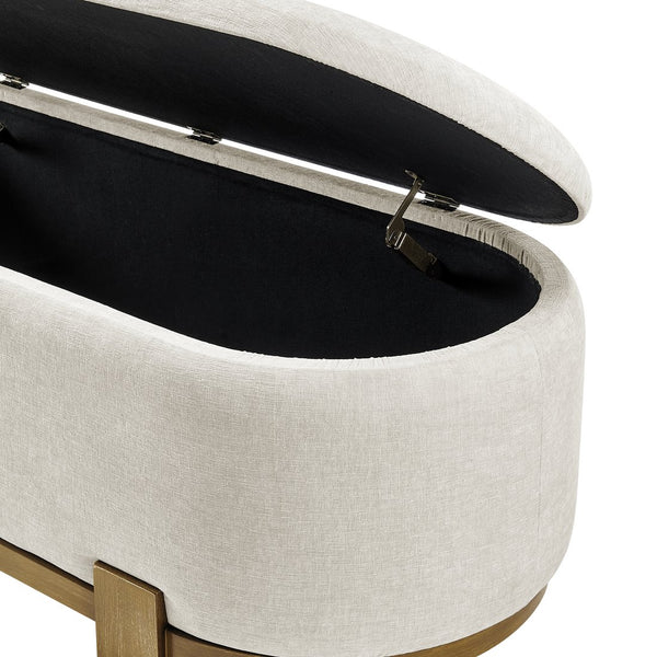 New Pacific Direct Ayleen Chenille Storage Bench - Stylish, Cozy Seating With Hidden Storage For Modern Homes And Spaces Seneca Beige 100% Polyester 1600095-710-npd