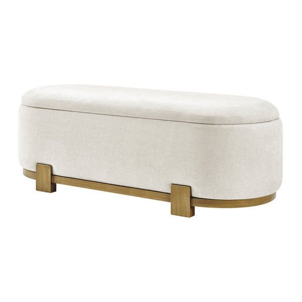 New Pacific Direct Ayleen Chenille Storage Bench - Stylish, Cozy Seating With Hidden Storage For Modern Homes And Spaces Seneca Beige 100% Polyester 1600095-710-npd