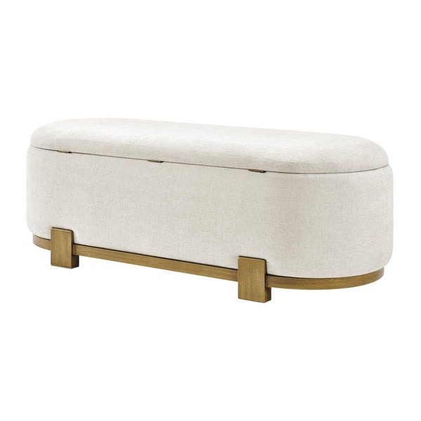 New Pacific Direct Ayleen Chenille Storage Bench - Stylish, Cozy Seating With Hidden Storage For Modern Homes And Spaces Seneca Beige 100% Polyester 1600095-710-npd