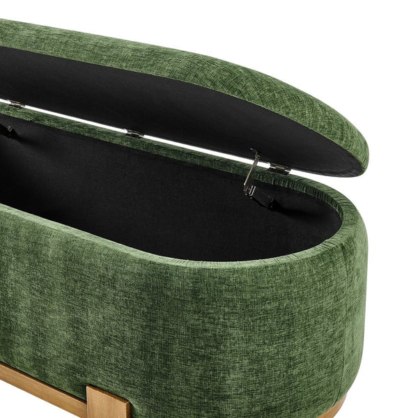 New Pacific Direct Ayleen Chenille Storage Bench - Stylish, Cozy Seating With Hidden Storage For Modern Homes And Spaces Seneca Green 100% Polyester 1600095-714-npd