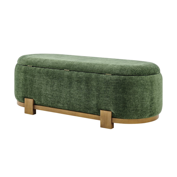 New Pacific Direct Ayleen Chenille Storage Bench - Stylish, Cozy Seating With Hidden Storage For Modern Homes And Spaces Seneca Green 100% Polyester 1600095-714-npd