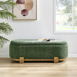 New Pacific Direct Ayleen Chenille Storage Bench - Stylish, Cozy Seating With Hidden Storage For Modern Homes And Spaces Seneca Green 100% Polyester 1600095-714-npd