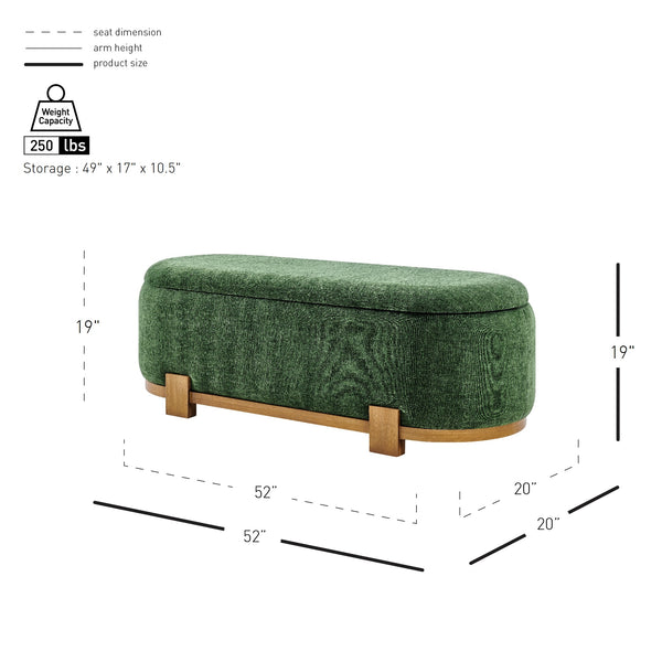 New Pacific Direct Ayleen Chenille Storage Bench - Stylish, Cozy Seating With Hidden Storage For Modern Homes And Spaces Seneca Green 100% Polyester 1600095-714-npd