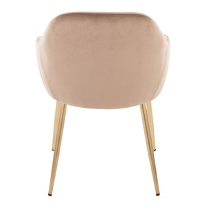 English Elm Dining Chair Set of 2 Plush Velvet Seat Gold Tapered Legs Glam Contemporary Style Brown B202P471284