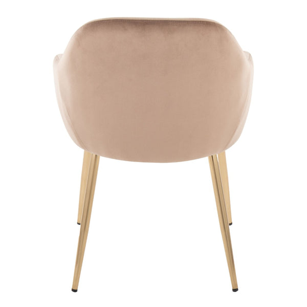 English Elm Dining Chair Set of 2 Plush Velvet Seat Gold Tapered Legs Glam Contemporary Style Brown B202P471284