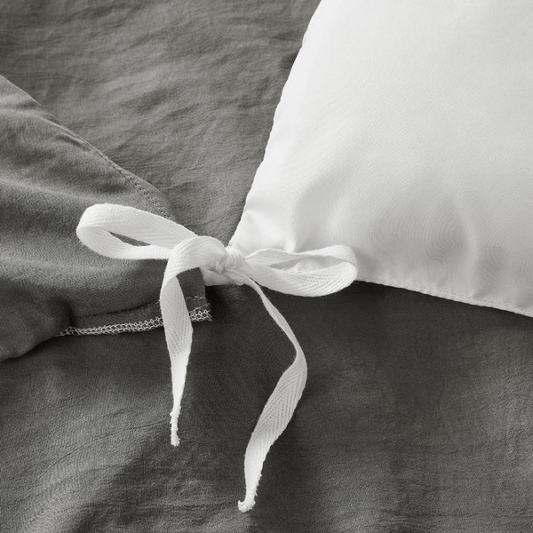 JLA Home Comfort Spaces - Soft Pinch-Pleat Microfiber Comforter Set with Subtle Grid Texture, Year-Round Lightweight Warmth Grey AM10-0002