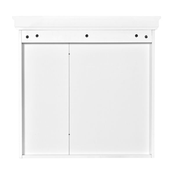English Elm 30'' Wall-Mounted Medicine Cabinet with Mirror and Adjustable Shelves, Modern MDF Storage Organizer White N710P209425K
