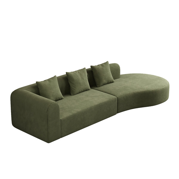 English Elm 123*37 Extra Large Deep Modular Sofa - Luxurious Wrinkle-Resistant Corduroy, 27" Deep Seats, No Assembly Green W1829S00048