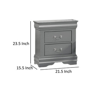 English Elm Ryla Solid Wood Two Drawer Nightstand with Dovetail Joinery and Bracket Feet in Matte Black Gray B056P416912
