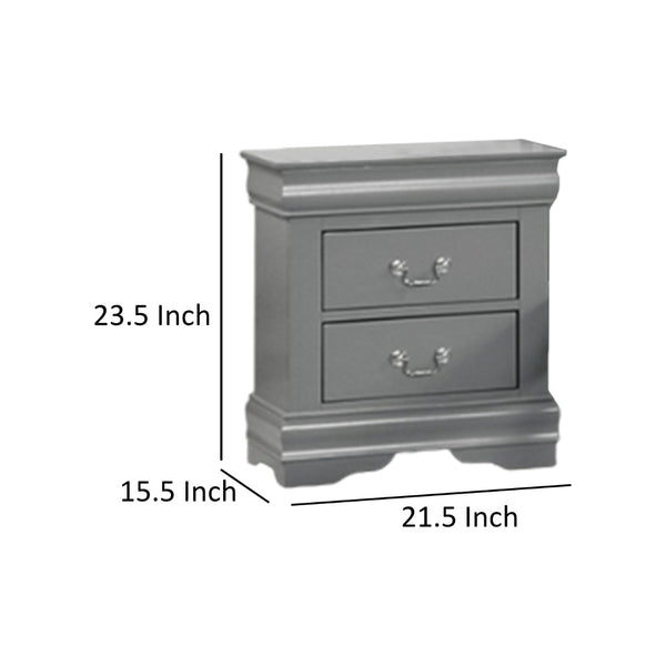 English Elm Ryla Solid Wood Two Drawer Nightstand with Dovetail Joinery and Bracket Feet in Matte Black Gray B056P416912