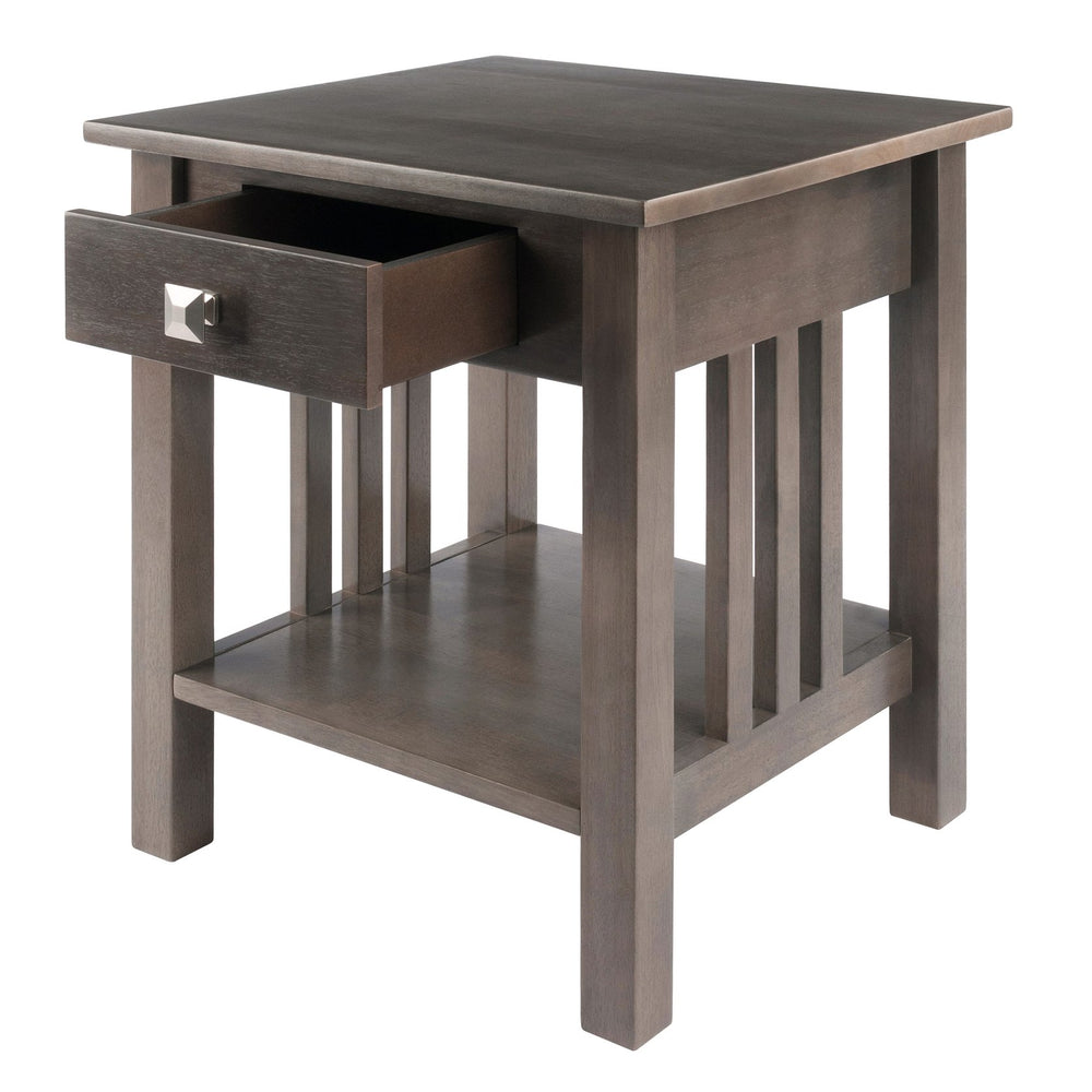 Winsome Wood Stafford Accent Table - Stylish Oyster Gray End Table With Storage Drawer & Open Shelf Design Oyster Gray Solid ,Composite Wood 16018-winsome-wood