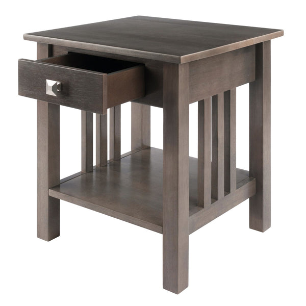 Winsome Wood Stafford Accent Table - Stylish Oyster Gray End Table With Storage Drawer & Open Shelf Design Oyster Gray Solid ,Composite Wood 16018-winsome-wood