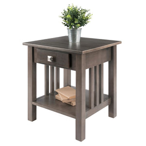 Winsome Wood Stafford Accent Table - Stylish Oyster Gray End Table With Storage Drawer & Open Shelf Design Oyster Gray Solid ,Composite Wood 16018-winsome-wood