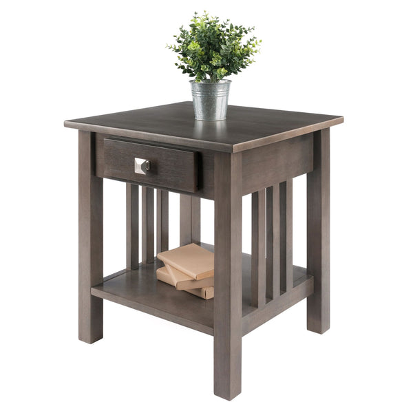 Winsome Wood Stafford Accent Table - Stylish Oyster Gray End Table With Storage Drawer & Open Shelf Design Oyster Gray Solid ,Composite Wood 16018-winsome-wood