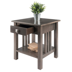 Winsome Wood Stafford Accent Table - Stylish Oyster Gray End Table With Storage Drawer & Open Shelf Design Oyster Gray Solid ,Composite Wood 16018-winsome-wood