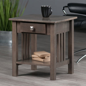 Winsome Wood Stafford Accent Table - Stylish Oyster Gray End Table With Storage Drawer & Open Shelf Design Oyster Gray Solid ,Composite Wood 16018-winsome-wood