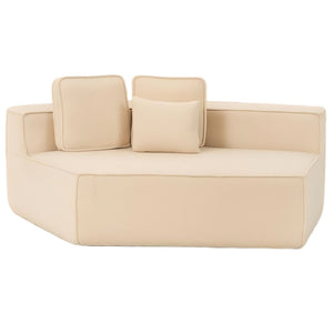 English Elm Beige Teddy Fleece Modular Floor Lounge Chair Plush Foam Cushions for Dorm or Living Room W3326P354556