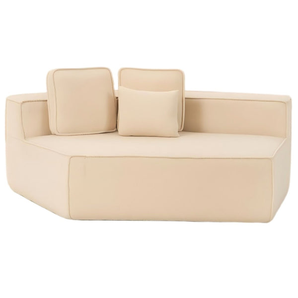 English Elm Beige Teddy Fleece Modular Floor Lounge Chair Plush Foam Cushions for Dorm or Living Room W3326P354556