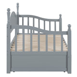 English Elm Wooden Twin Size Daybed With Twin Size Trundle, Extendable Daybed With Two Storage Drawers,Gray(Expected Arrival Time:9.12)