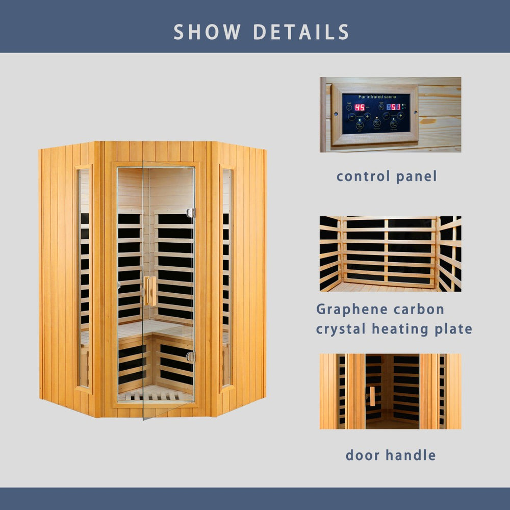 English Elm Two Person Hemlock Wood Far Infrared Home Sauna with Bluetooth and Led Lighting W2611P175995