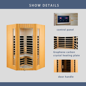 English Elm Two Person Hemlock Wood Far Infrared Home Sauna with Bluetooth and Led Lighting W2611P175995