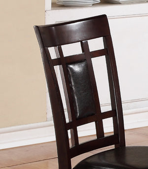 English Elm 7-Pc Dinette Set Black Finish Rectangular Table with Upholstered Light Grey Chairs, Triple Crossback Design Brown 64 L x 40 W x 18 H B011P184943