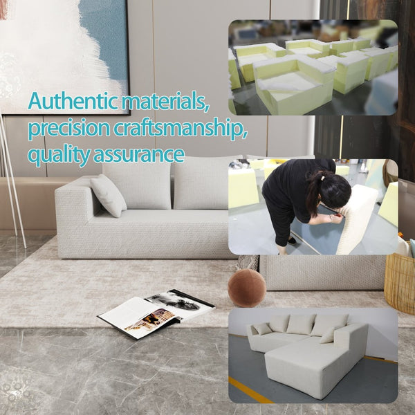 English Elm Combination Modular Linen Sectional Sofa with Memory Sponge Fill for Living Room Use W3064S00004