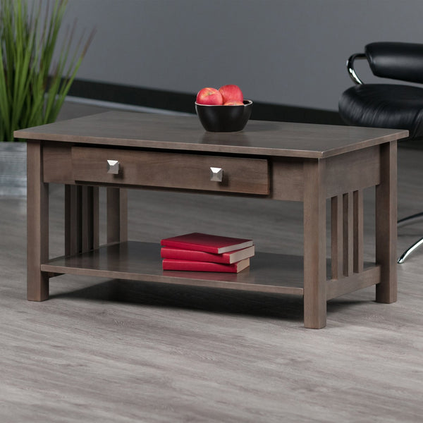 Winsome Wood Stafford Coffee Table In Oyster Gray - Stylish Contemporary Design With Storage Drawer & Shelf Oyster Gray Solid ,Composite Wood 16040-winsome-wood