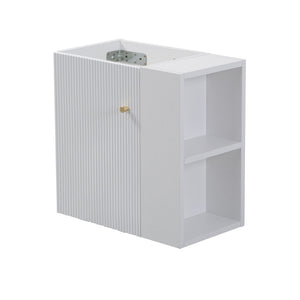 English Elm 21.6" Wall Mounted Bathroom Vanity Base White Soft Close Door Open Shelf Gold Accents W1573P446792
