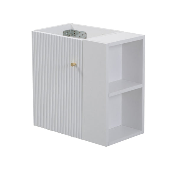 English Elm 21.6" Wall Mounted Bathroom Vanity Base White Soft Close Door Open Shelf Gold Accents W1573P446792