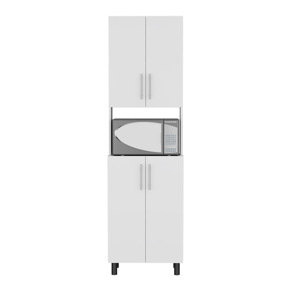 English Elm Kitchen Pantry Modern Engineered Wood Cabinet with 2 Doors, 8 Shelves, 4 Legs for Organized Storage White 45.67 L x 23.62 W x 5.12 H B097P296843