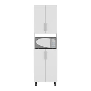 English Elm Kitchen Pantry Modern Engineered Wood Cabinet with 2 Doors, 8 Shelves, 4 Legs for Organized Storage White 45.67 L x 23.62 W x 5.12 H B097P296843