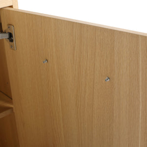 English Elm 48" Freestanding Bathroom Vanity Cabinet with 2 Soft-Close Doors, 3 Open Shelves, Towel Hanger, Boxes Designed for Organized Storage W999P376885