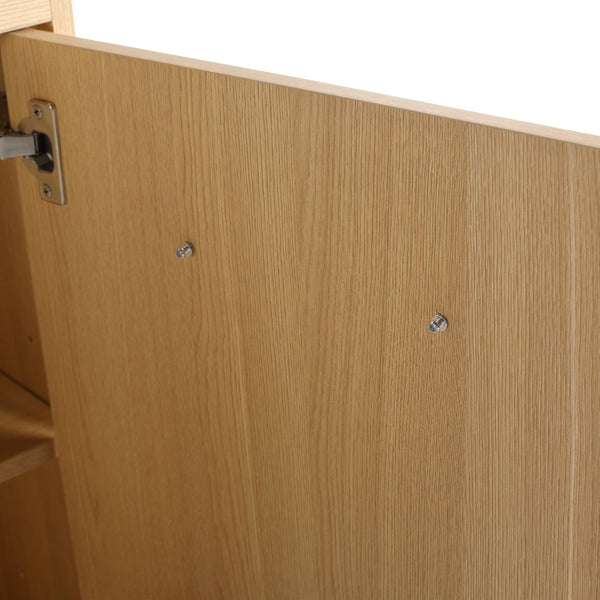 English Elm 48" Freestanding Bathroom Vanity Cabinet with 2 Soft-Close Doors, 3 Open Shelves, Towel Hanger, Boxes Designed for Organized Storage W999P376885