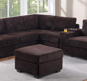 English Elm Contemporary Corduroy L-shaped Sectional with Usb Console Ottoman Included Coffee B011S02216
