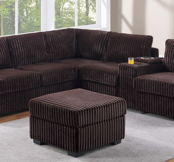 English Elm Contemporary Corduroy L-shaped Sectional with Usb Console Ottoman Included Coffee B011S02216