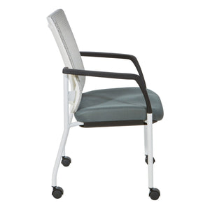 OSP Home Furnishings Progrid® Mesh Back Guest Chair with Lumbar Support Padded Seat and Metal Frame Grey 8840W-2M