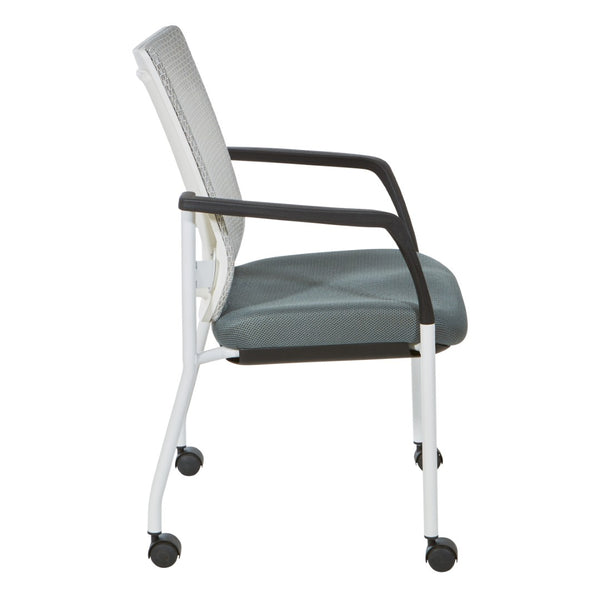 OSP Home Furnishings Progrid® Mesh Back Guest Chair with Lumbar Support Padded Seat and Metal Frame Grey 8840W-2M