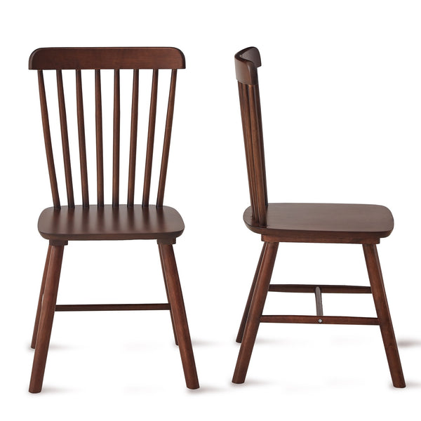 English Elm 4 solid wood dining chairs set with ergonomic curved backs, 17" seat height, anti-skid feet, easy-clean finish Walnut W2720P193107