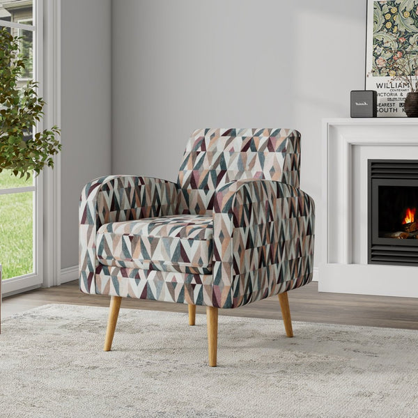 English Elm Darien Geometric Prism Upholstered Accent Armchair with Solid Wood Legs for Small Spaces Brown B127P495072