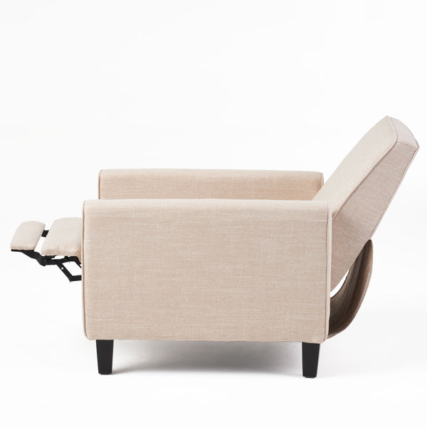 English Elm Christopher Knight Home® - Light Beige Linen Push Back Chair with Plush Padding, Ergonomic Recline, Durable Frame for Home Comfort 52422.00FLBEI