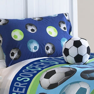 English Elm Soccer League 3-Piece Twin Comforter Set - Cozy Reversible Bedding With Decorative Pillow For Kids B340P341975-GIGA