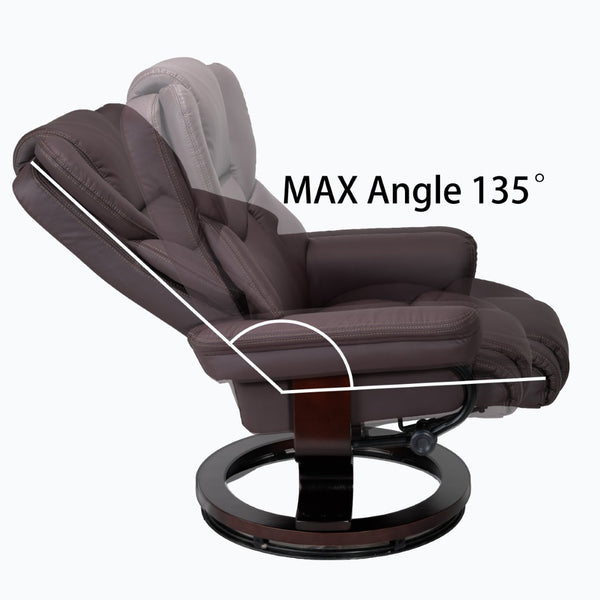 English Elm Swivel Faux Leather Manual Recliner with Ottoman Ergonomic Lounge Chair for Living Room W1622P460963