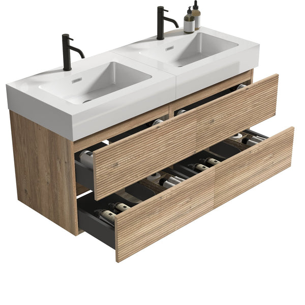 English Elm Grace 48'' Modern Bathroom Vanity With Oak Quartz Sink, Soft-Black Drawers, And Eco-Friendly Design W1865S00159