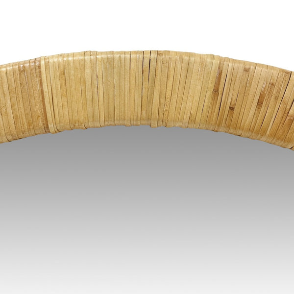 English Elm 36" Woven Rattan Round Wall Mirror Bohemian Organic Texture for Living Room or Entryway B035P437550
