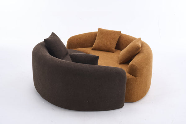 English Elm LY-042 Zen-Inspired S-Curved Dual-Depth Loveseat with Chenille Upholstery, Ready-to-Use Comfort Orange W2231P329720