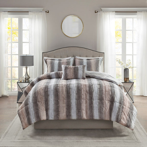 English Elm Full/Queen Zuri 4PC Faux Fur Comforter Set - Ultra-Soft Reversible Faux Mink, Hypoallergenic, OEKO-TEX Certified B03597117