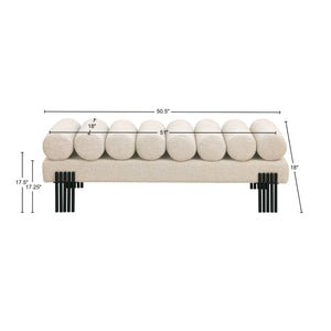 Akeela Beige Linen Textured Fabric Bench 160Beige Meridian Furniture